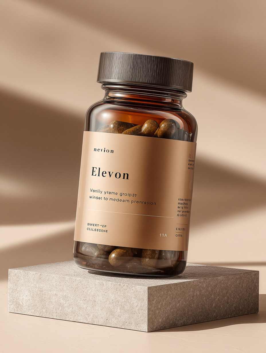 Elevon - Supliment natural pentru îmbunătățirea circulației sanguine și susținerea funcțiilor cardiovasculare, ambalaj cu 60 de capsule pe fond neutru